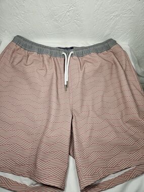 Men's Geometric Swim Trunks with Grey Waistband